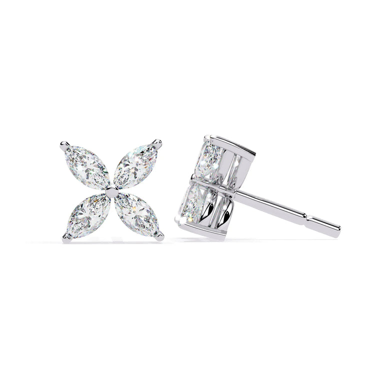 Floral Marquise Cut Lab Diamond Studs Earring