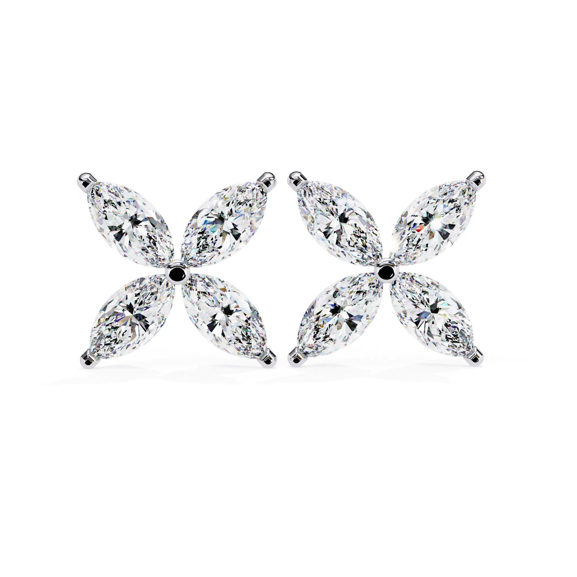 Floral Marquise Cut Lab Diamond Studs Earring