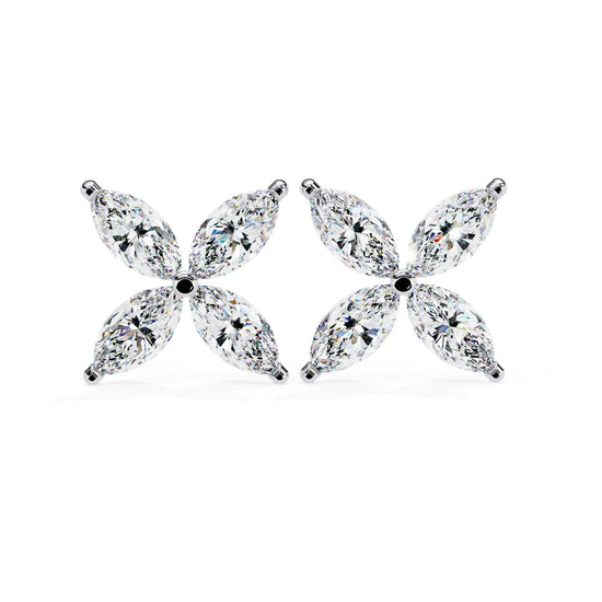 Floral Marquise Cut Lab Diamond Studs Earring