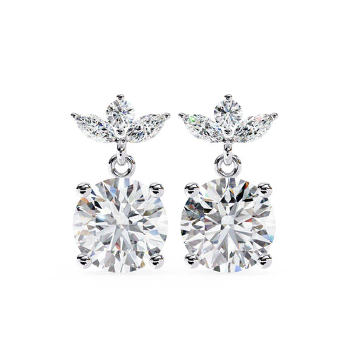 Royal Floral Lab Diamond Drop Earring
