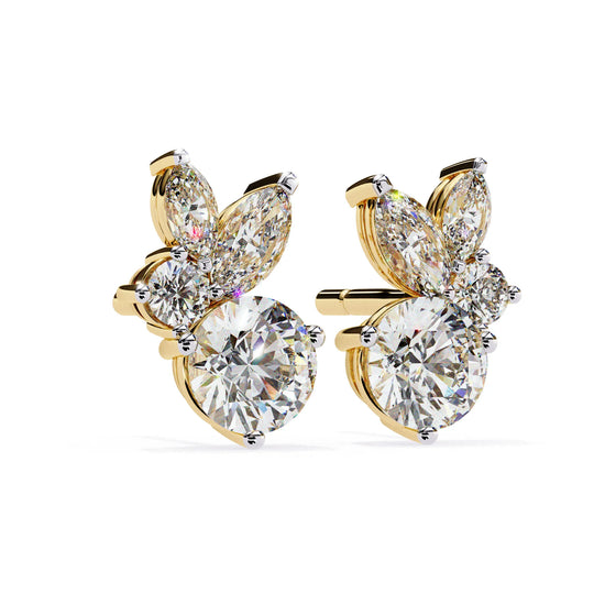 Petal Bloom Round and Marquise Lab Diamond Studs