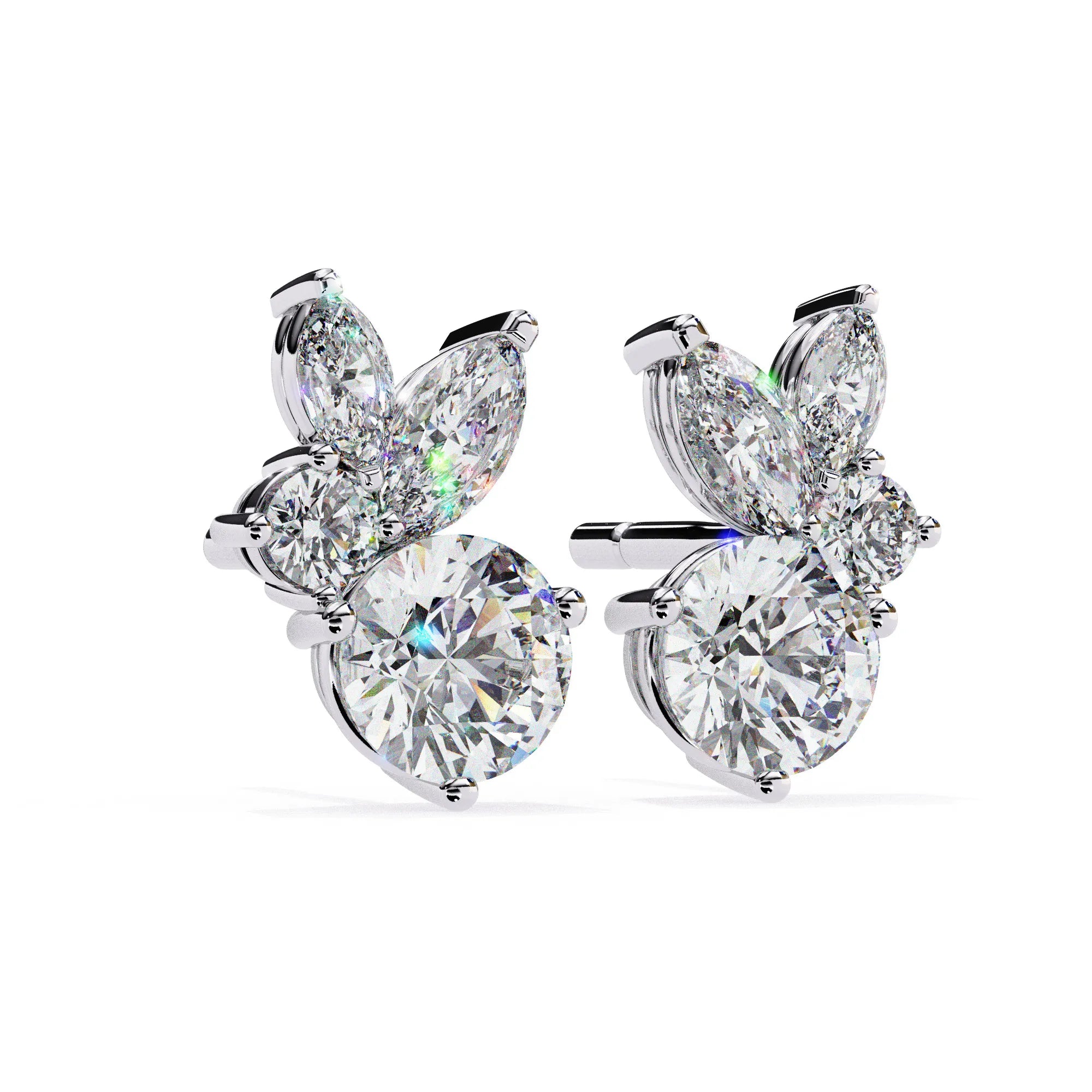 Petal Bloom Round and Marquise Lab Diamond Studs