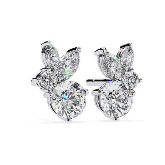 Petal Bloom Round and Marquise Lab Diamond Studs