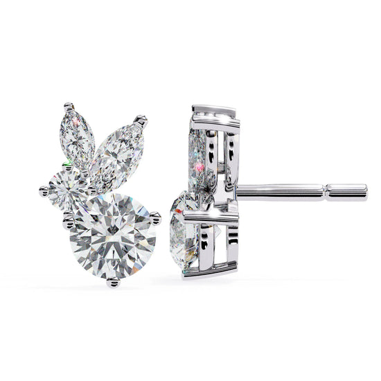 Petal Bloom Round and Marquise Lab Diamond Studs