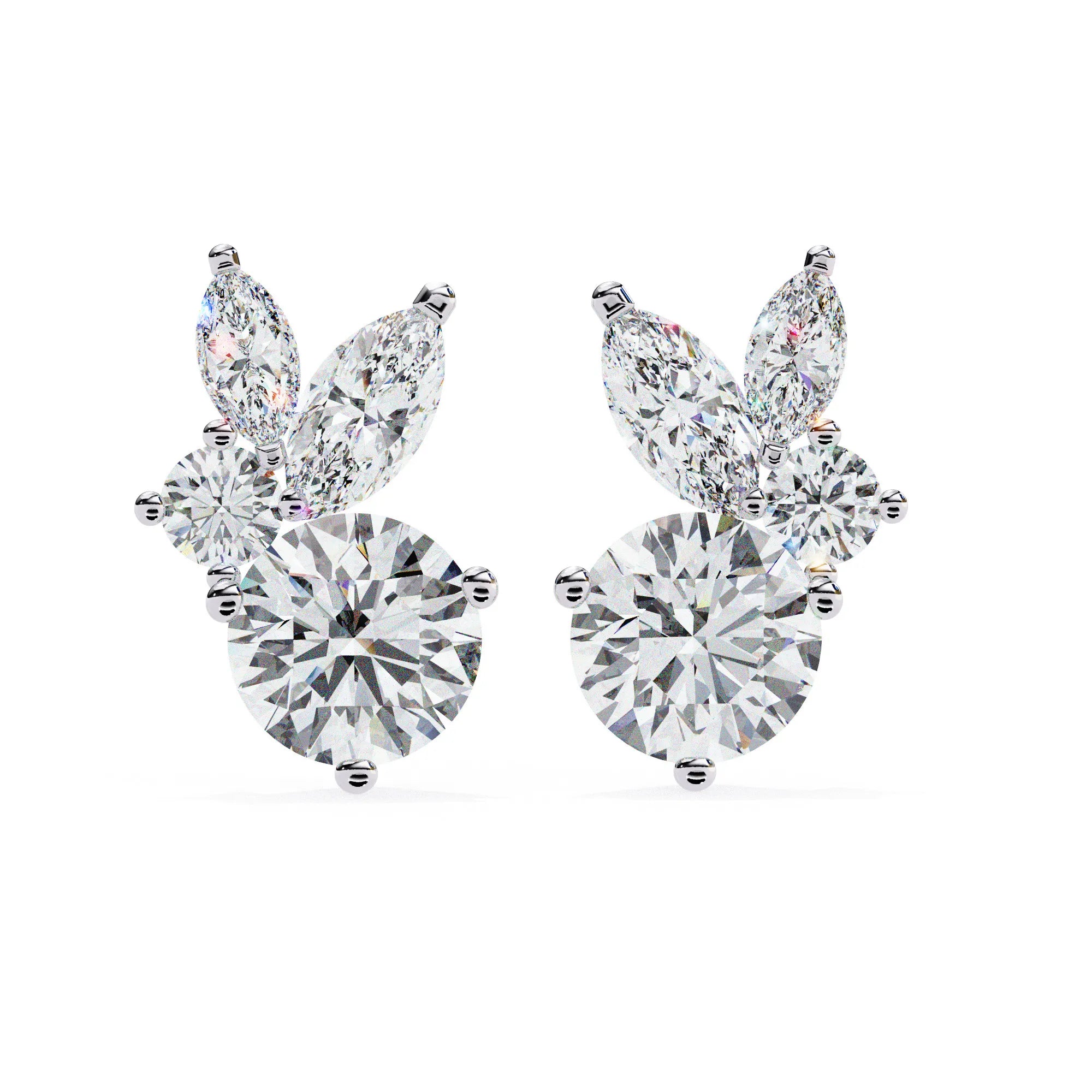 Petal Bloom Round and Marquise Lab Diamond Studs
