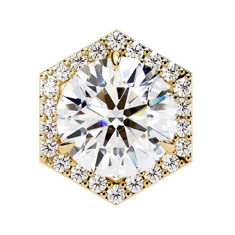 Hexagonal Halo Round Lab Diamond Studs
