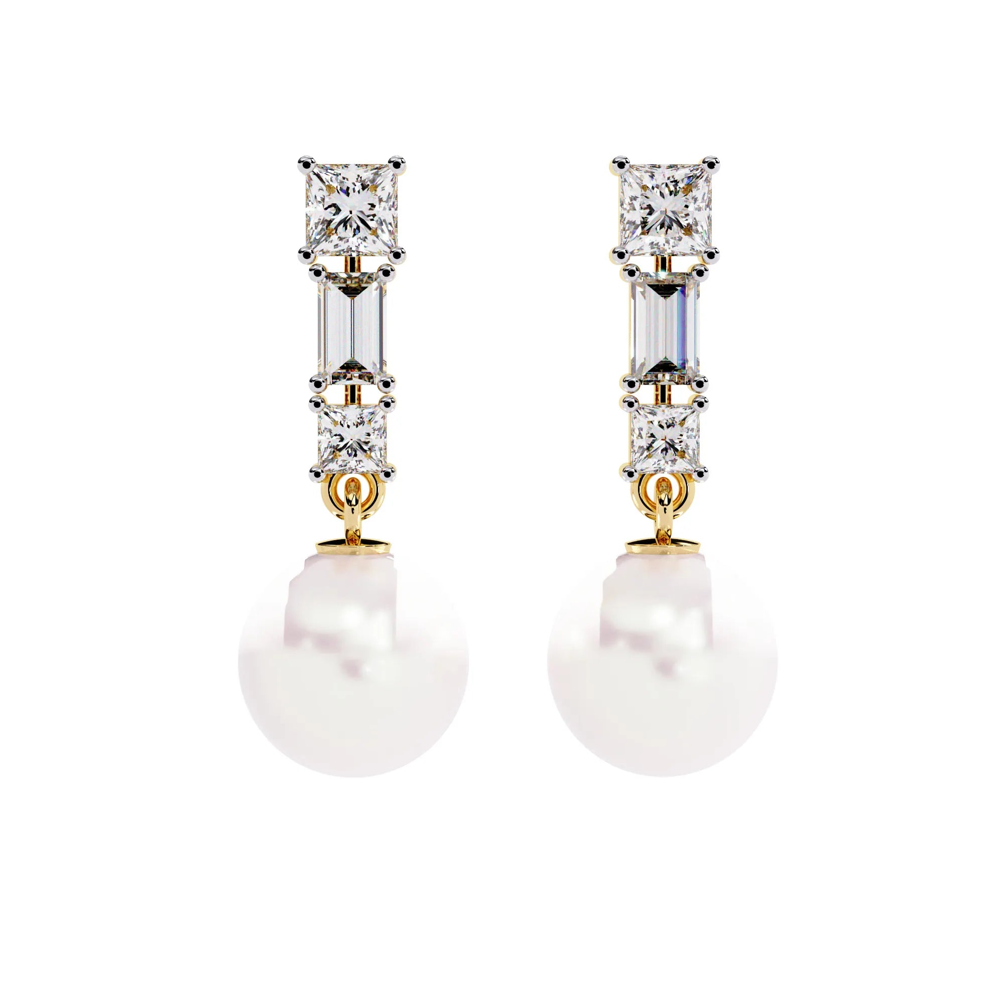 Pearl Drop Lab Diamond Earrings