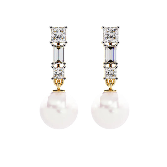 Pearl Drop Lab Diamond Earrings