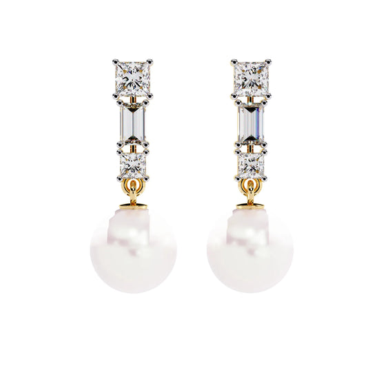 Pearl Drop Lab Diamond Earrings