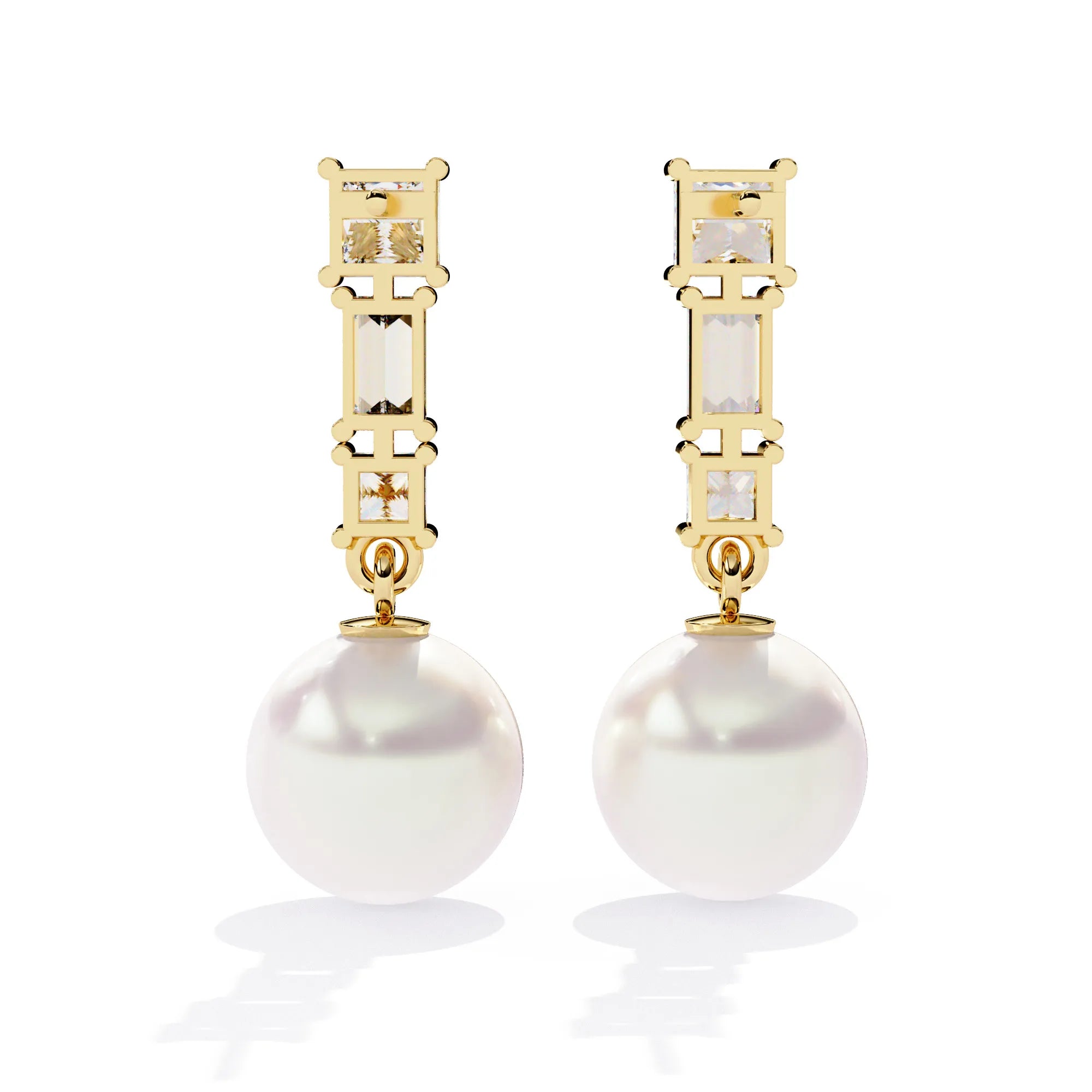 Pearl Drop Lab Diamond Earrings