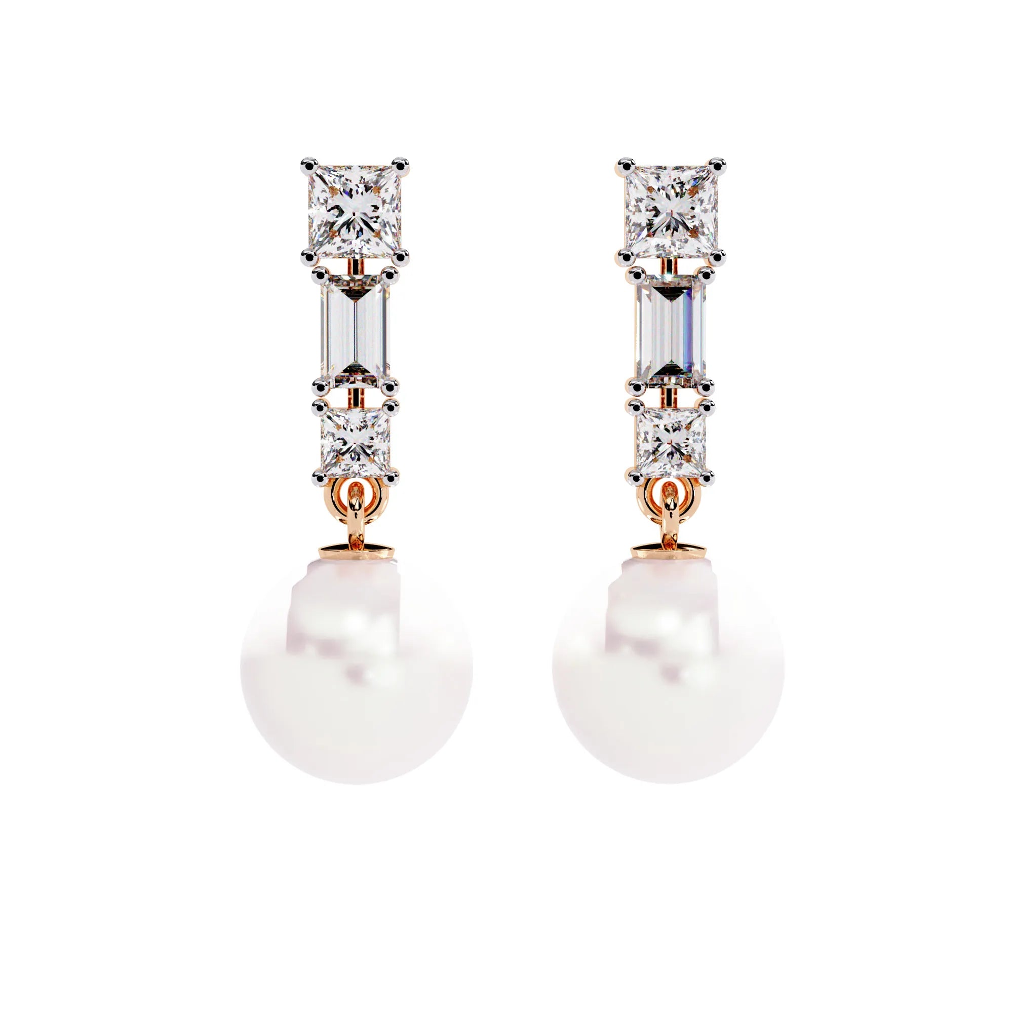 Pearl Drop Lab Diamond Earrings