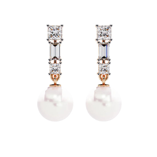 Pearl Drop Lab Diamond Earrings