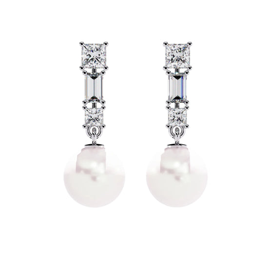 Pearl Drop Lab Diamond Earrings