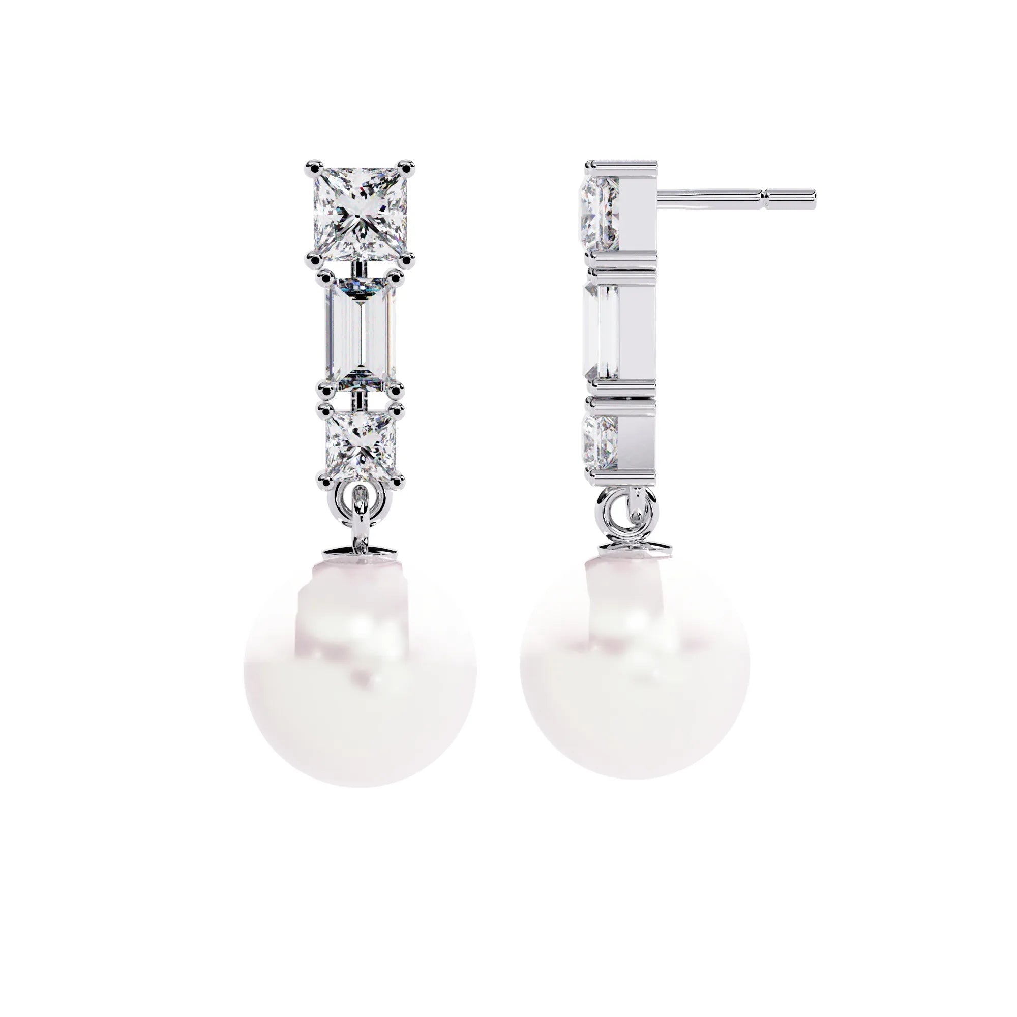 Pearl Drop Lab Diamond Earrings