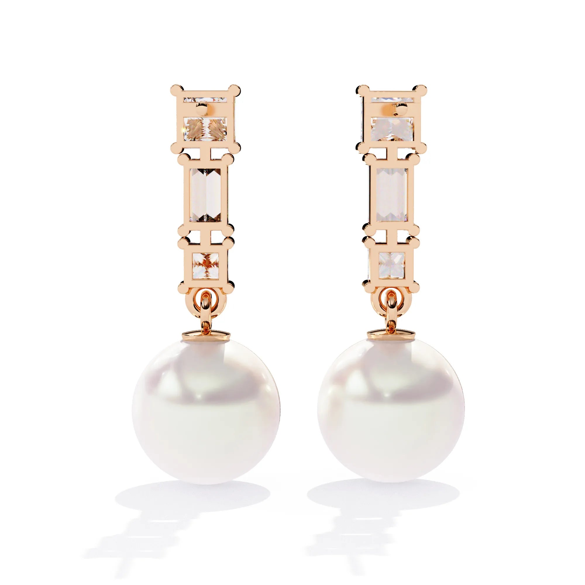 Pearl Drop Lab Diamond Earrings