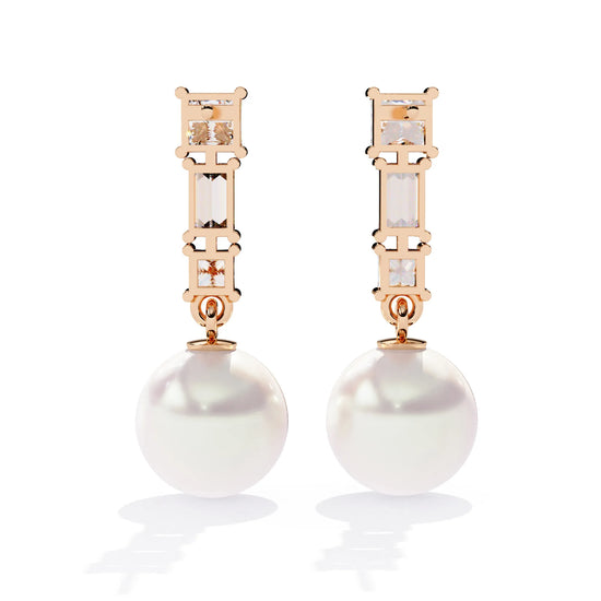 Pearl Drop Lab Diamond Earrings