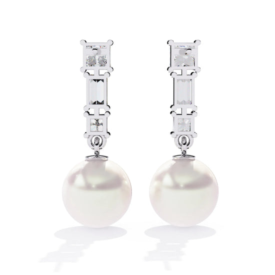 Pearl Drop Lab Diamond Earrings