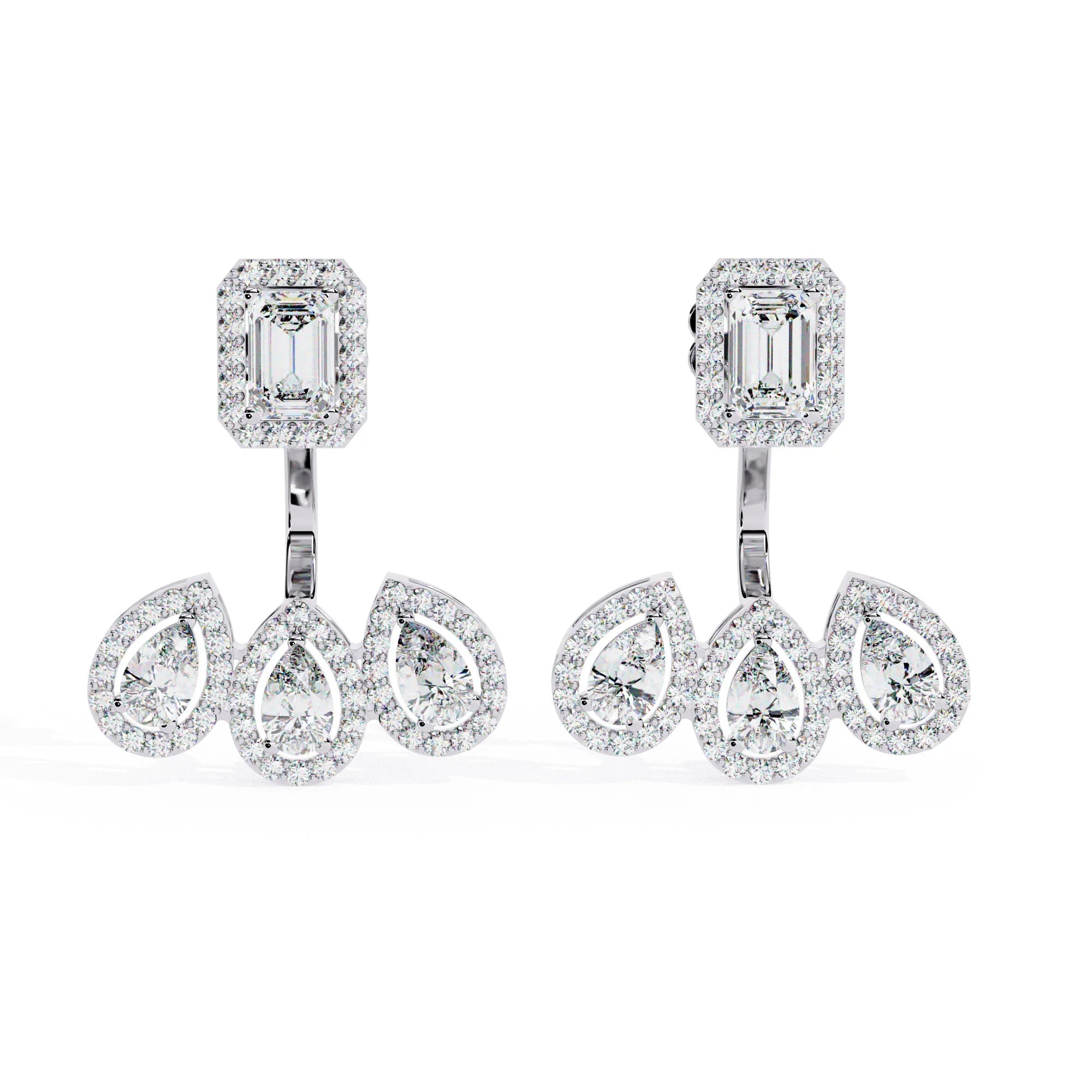 Emerald Elegance Lab Diamond Front back Earrings