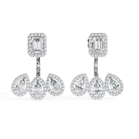 Emerald Elegance Lab Diamond Front back Earrings