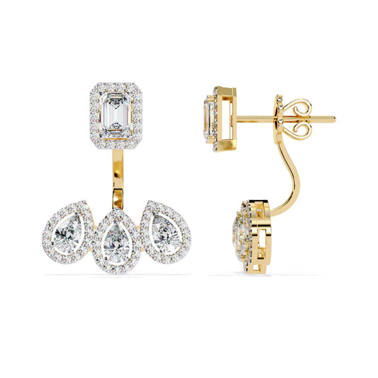 Emerald Elegance Lab Diamond Front back Earrings