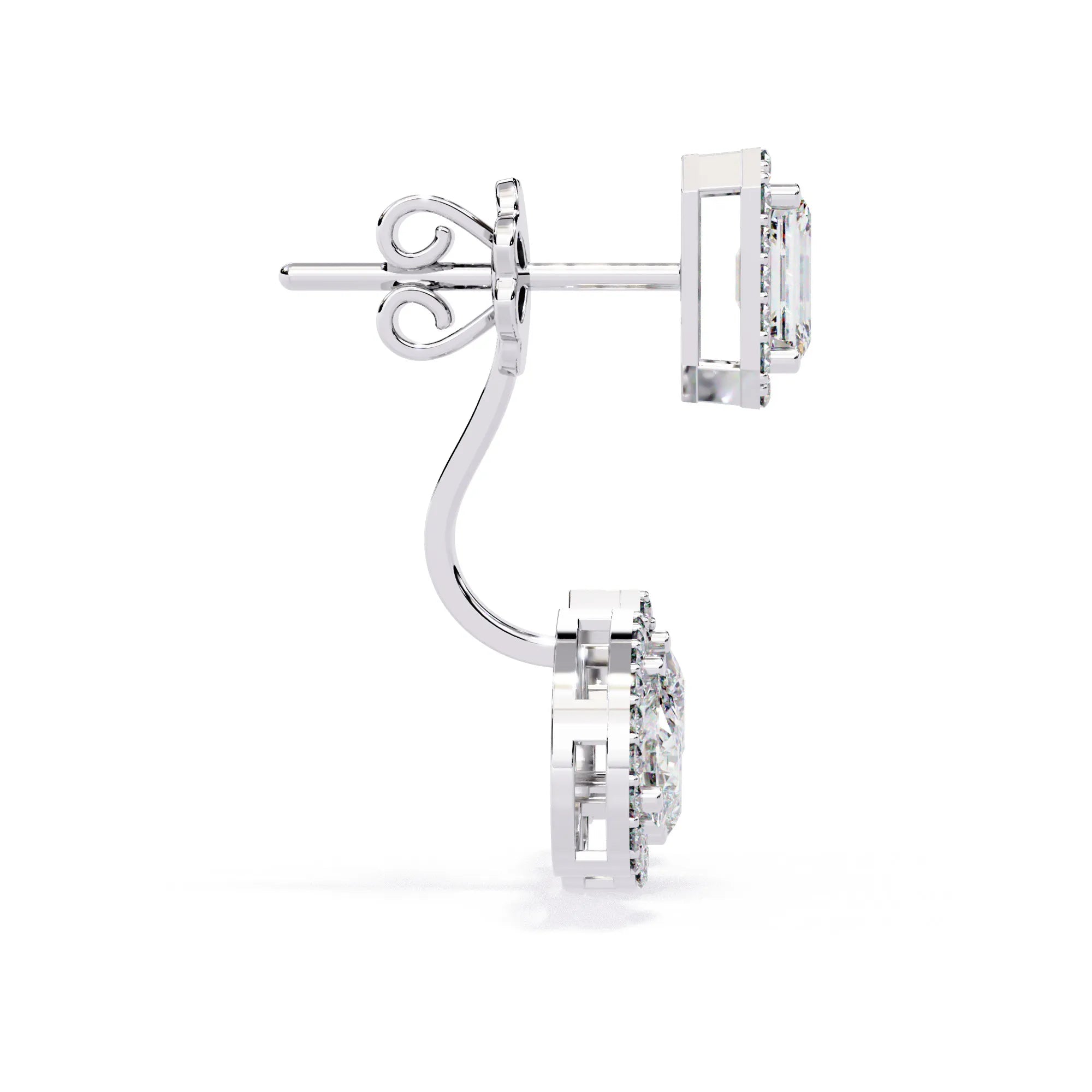 Emerald Elegance Lab Diamond Front back Earrings