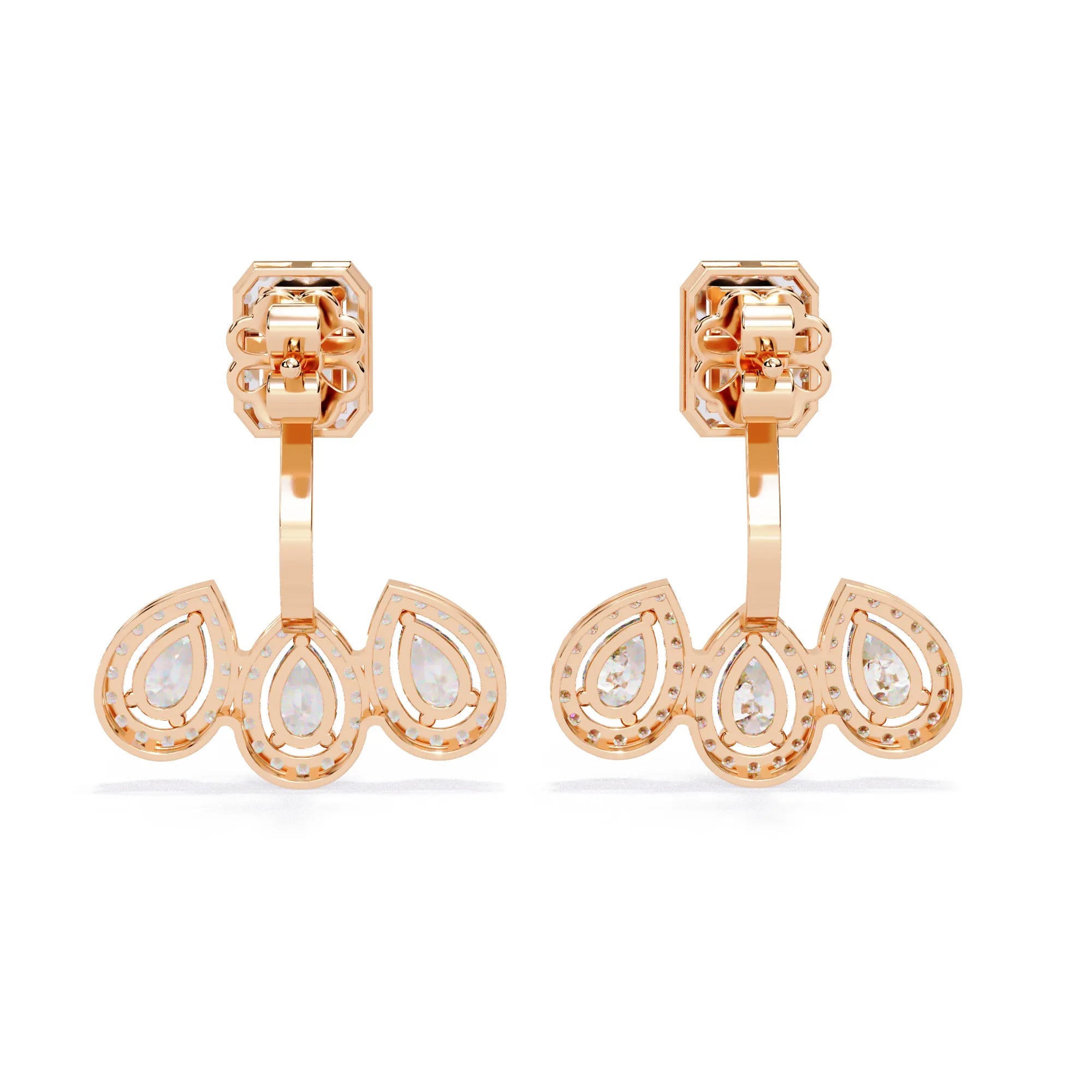 Emerald Elegance Lab Diamond Front back Earrings