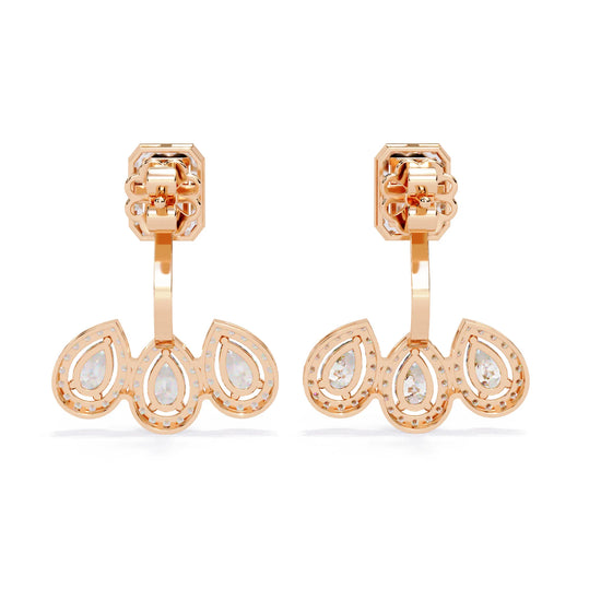 Emerald Elegance Lab Diamond Front back Earrings