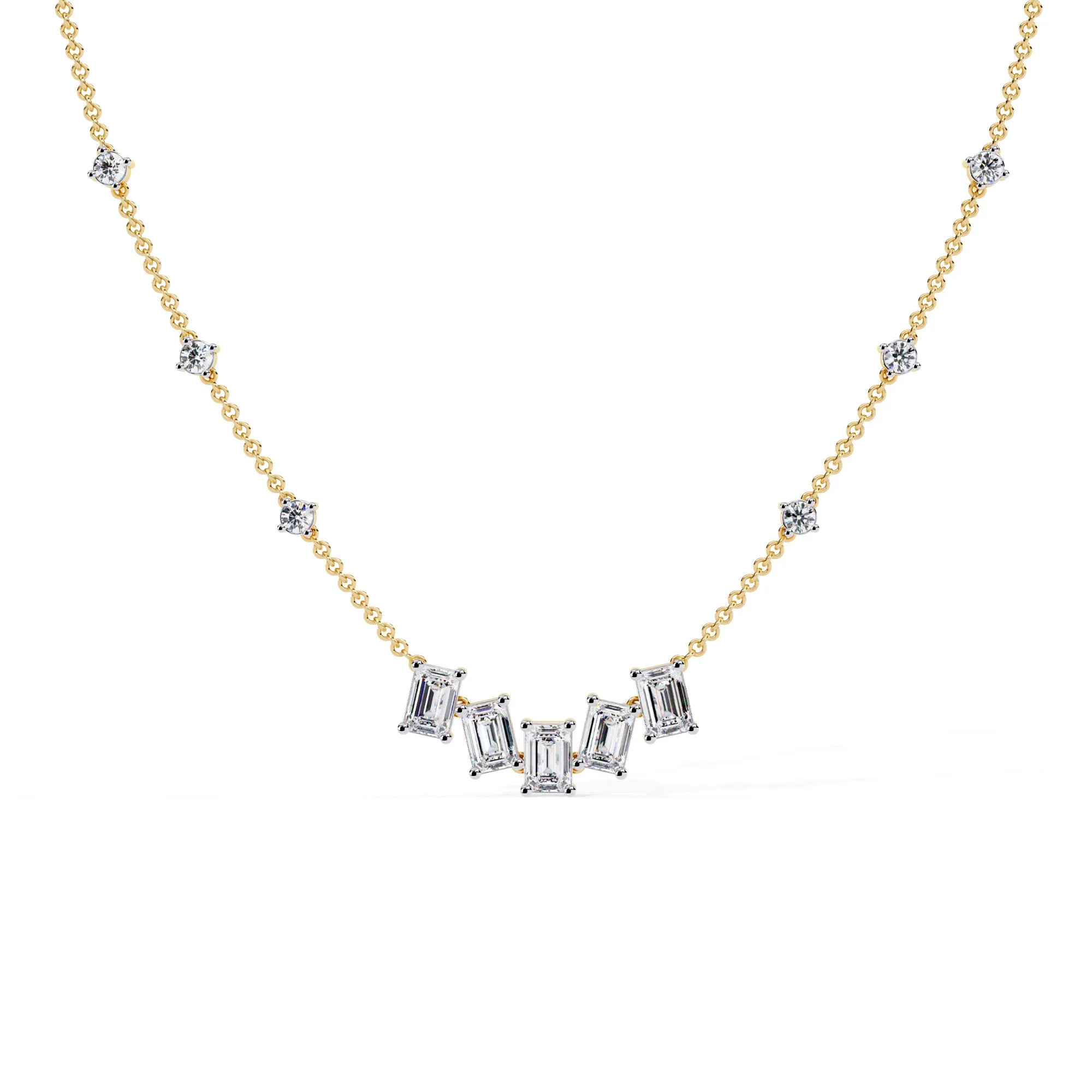 Geometric Radiance Emerald Cut Lab Diamond Necklace