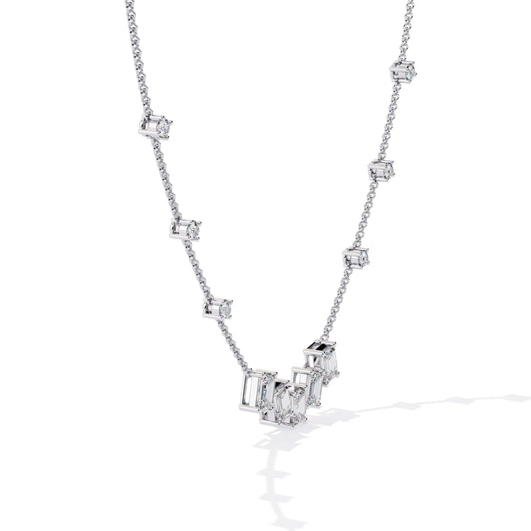 Geometric Radiance Emerald Cut Moissanite Necklace