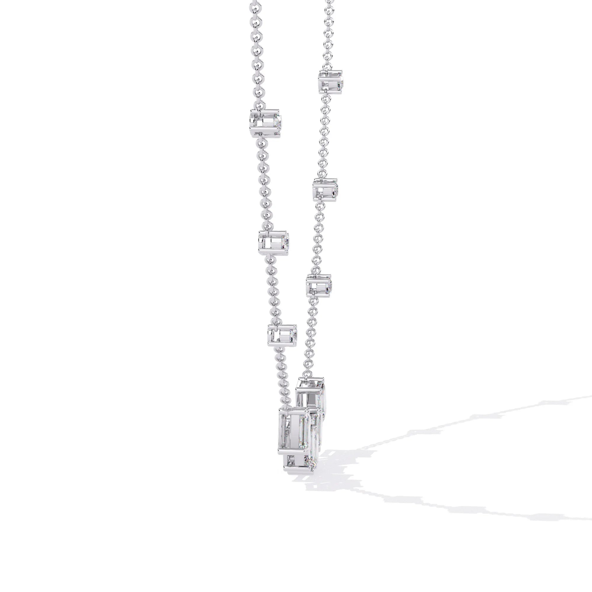 Geometric Radiance Emerald Cut Moissanite Necklace