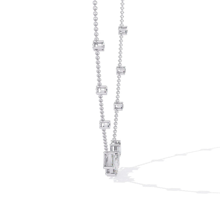 Geometric Radiance Emerald Cut Moissanite Necklace