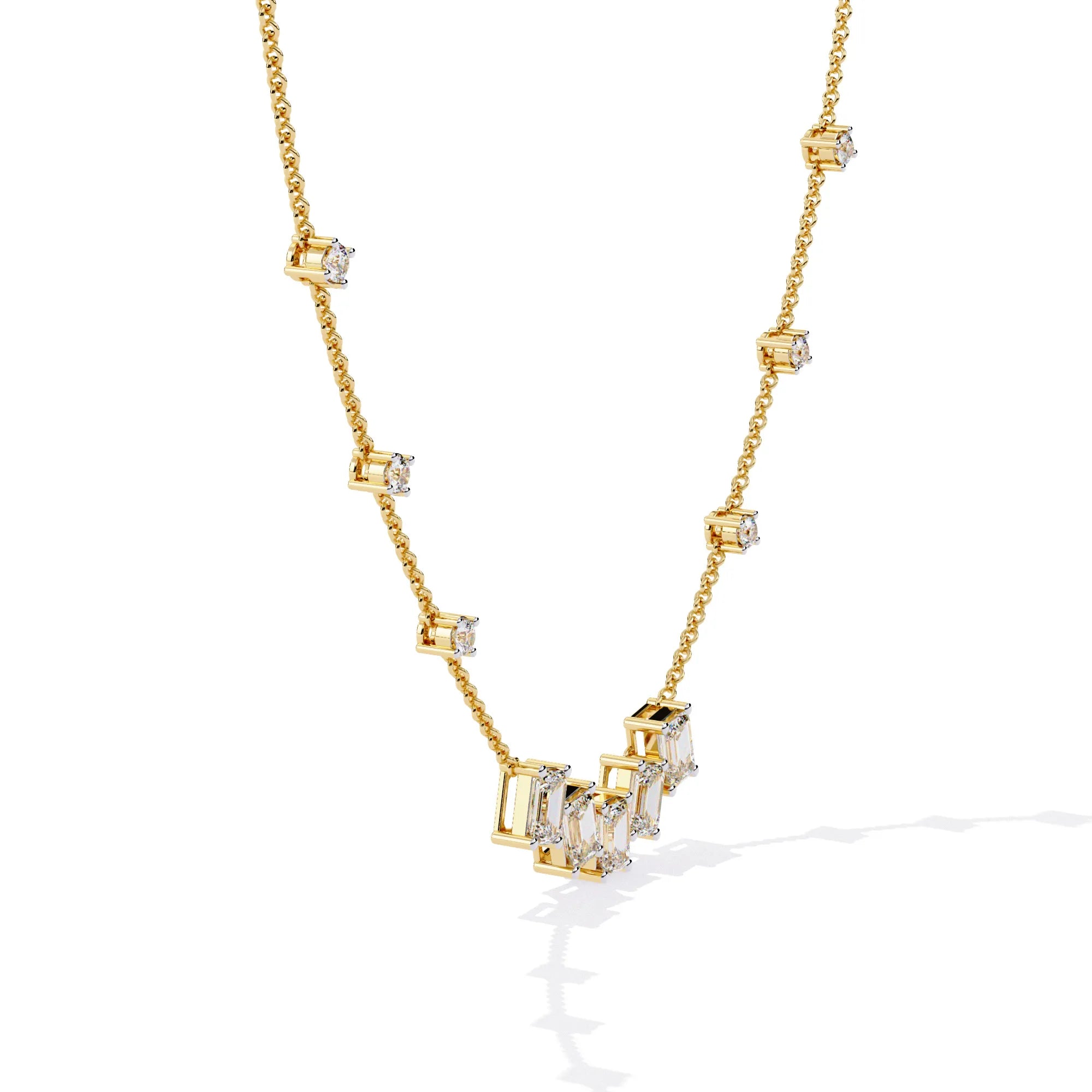 Geometric Radiance Emerald Cut Lab Diamond Necklace