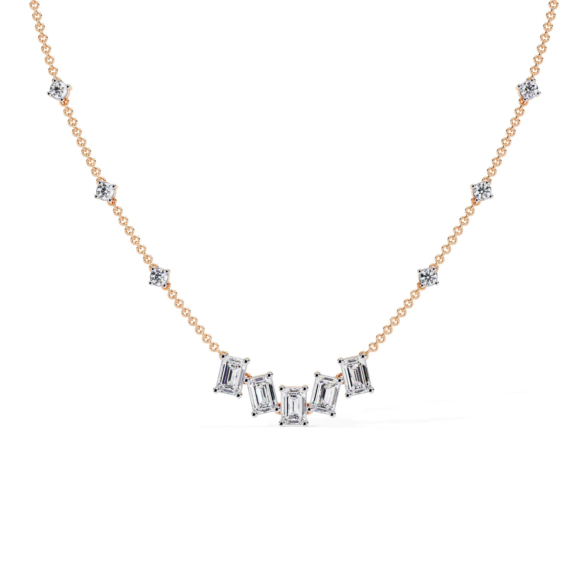 Geometric Radiance Emerald Cut Moissanite Necklace