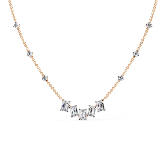 Geometric Radiance Emerald Cut Moissanite Necklace