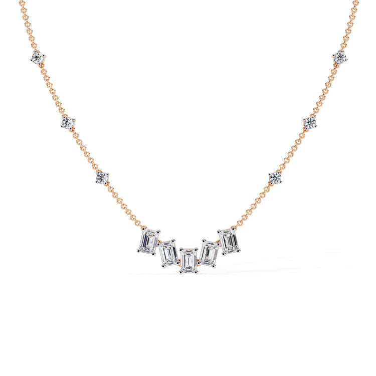 Geometric Radiance Emerald Cut Moissanite Necklace