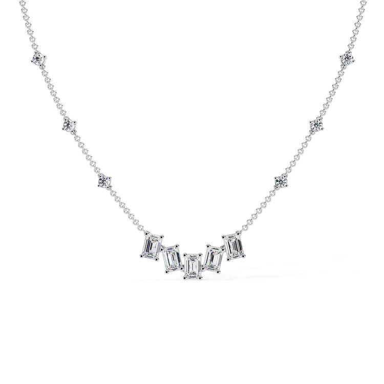 Geometric Radiance Emerald Cut Moissanite Necklace