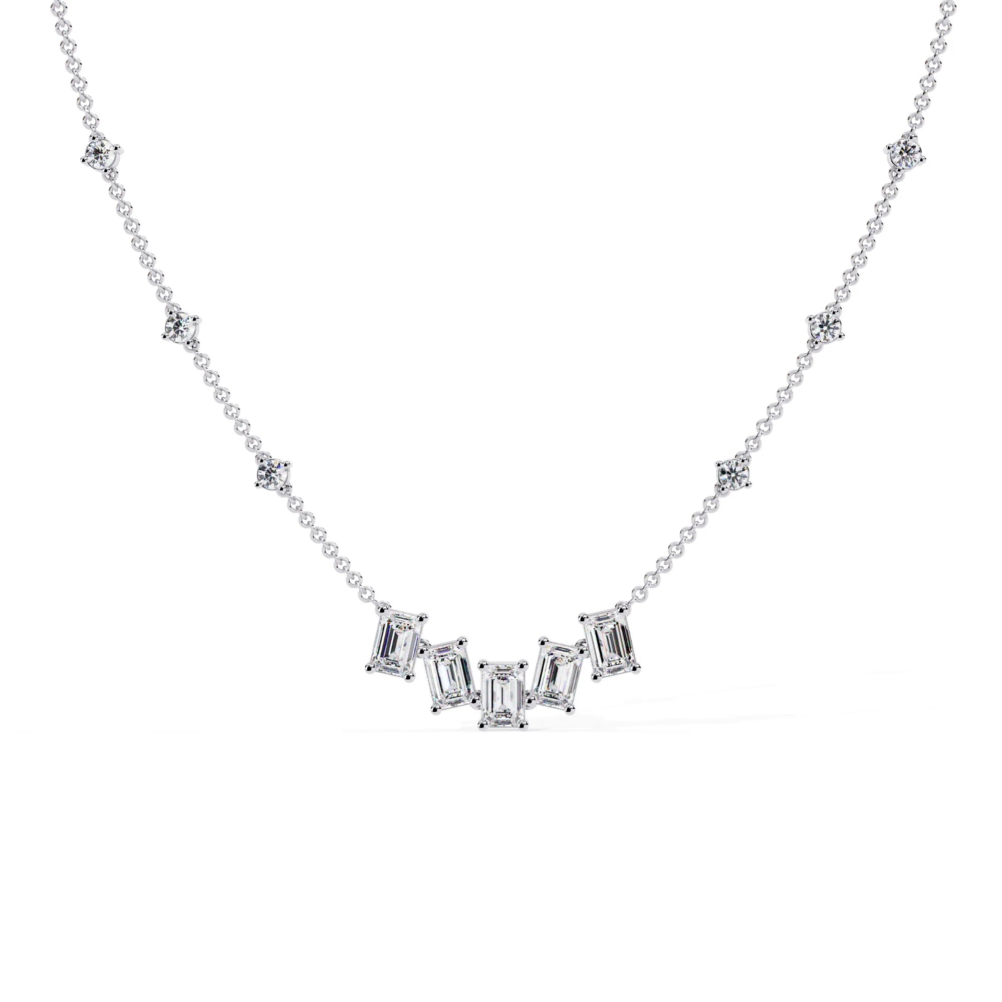 Geometric Radiance Emerald Cut Lab Diamond Necklace