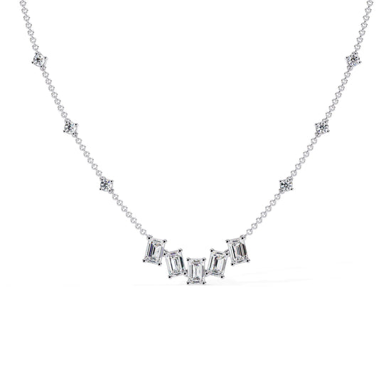 Geometric Radiance Emerald Cut Lab Diamond Necklace