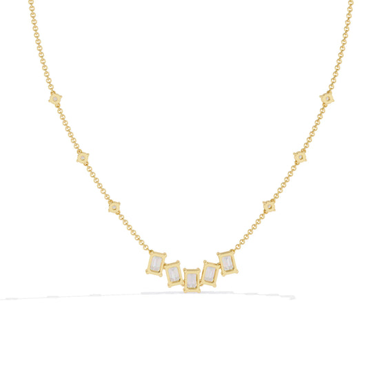 Geometric Radiance Emerald Cut Moissanite Necklace
