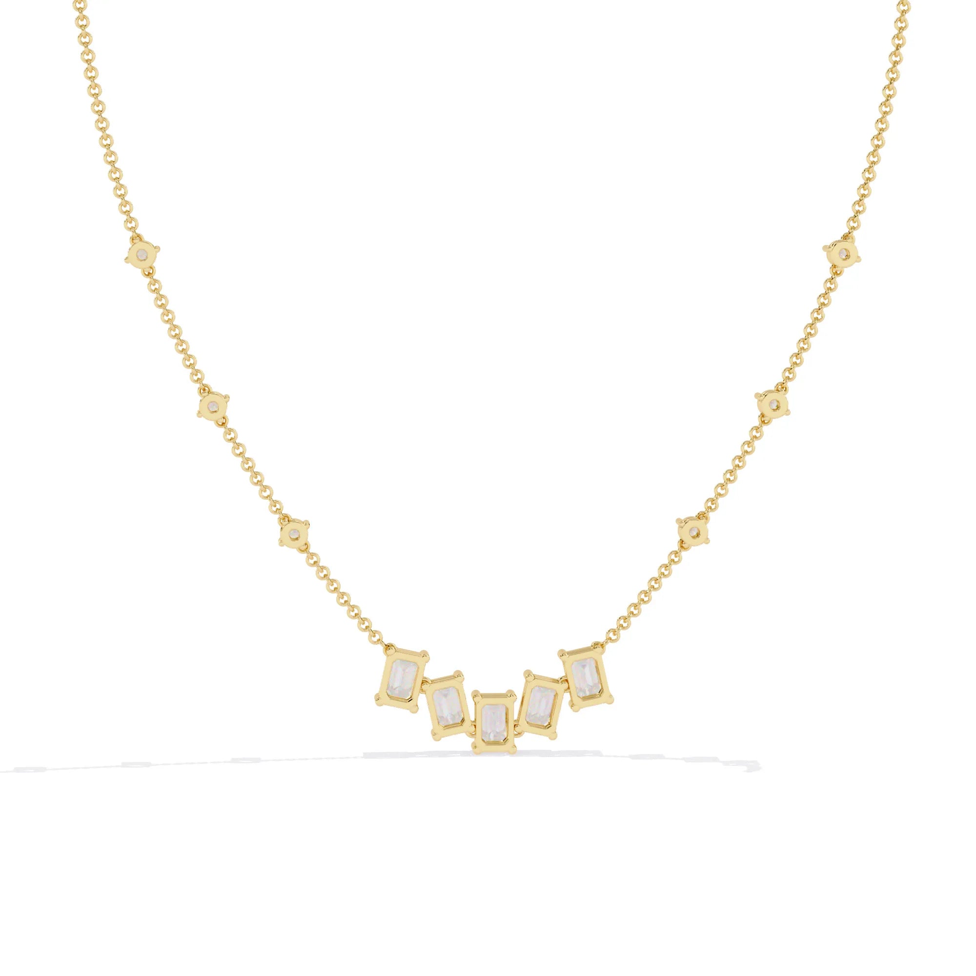 Geometric Radiance Emerald Cut Lab Diamond Necklace