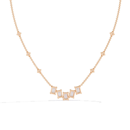 Geometric Radiance Emerald Cut Moissanite Necklace