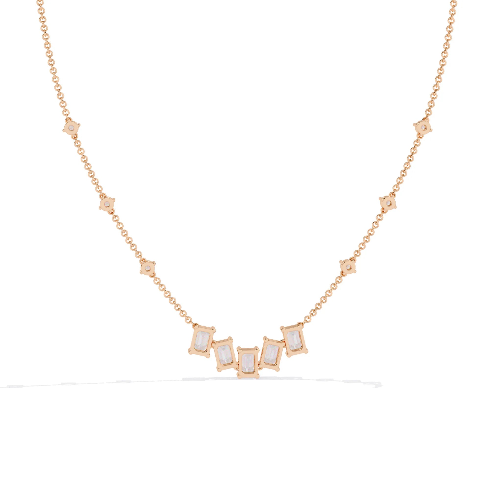 Geometric Radiance Emerald Cut Lab Diamond Necklace