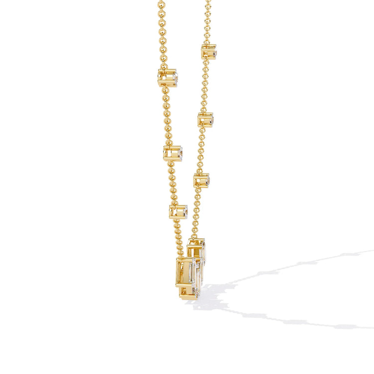 Geometric Radiance Emerald Cut Lab Diamond Necklace
