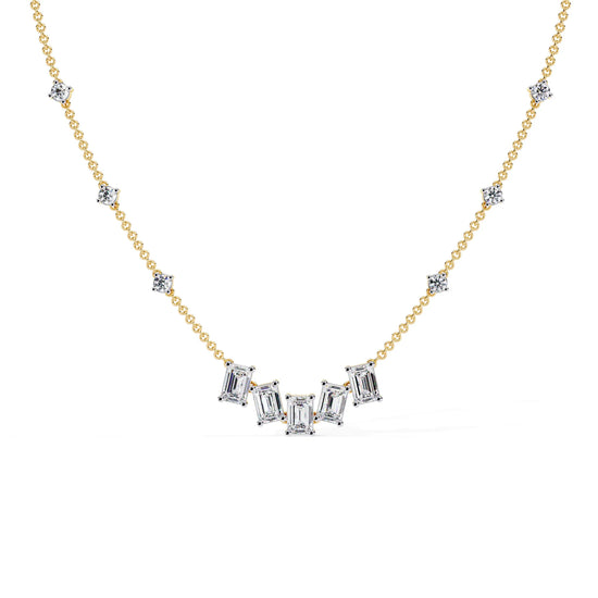 Geometric Radiance Emerald Cut Moissanite Necklace