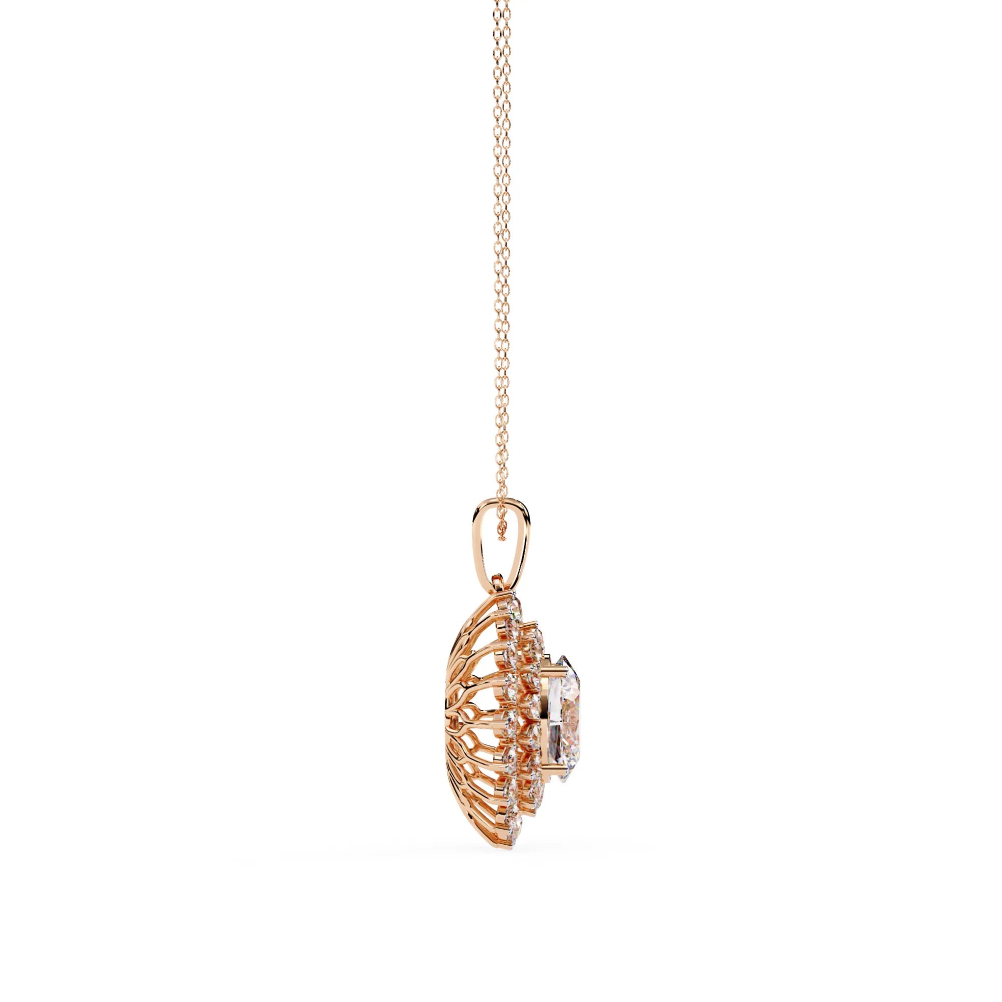 Radiant Lab Diamond Sunburst Necklace