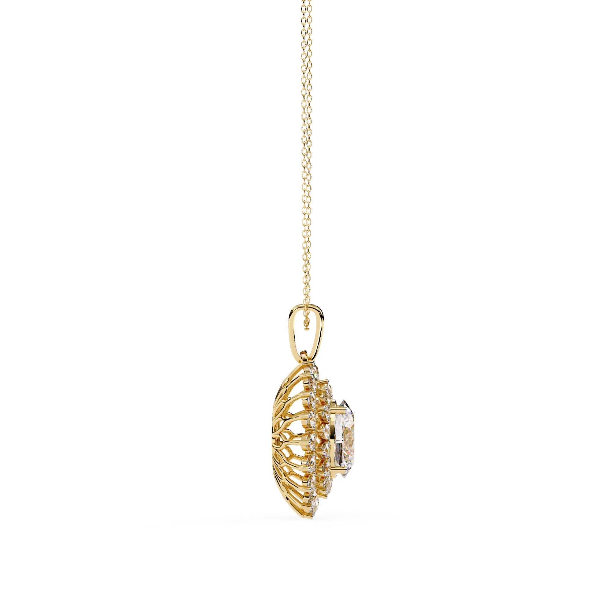 Radiant Lab Diamond Sunburst Necklace