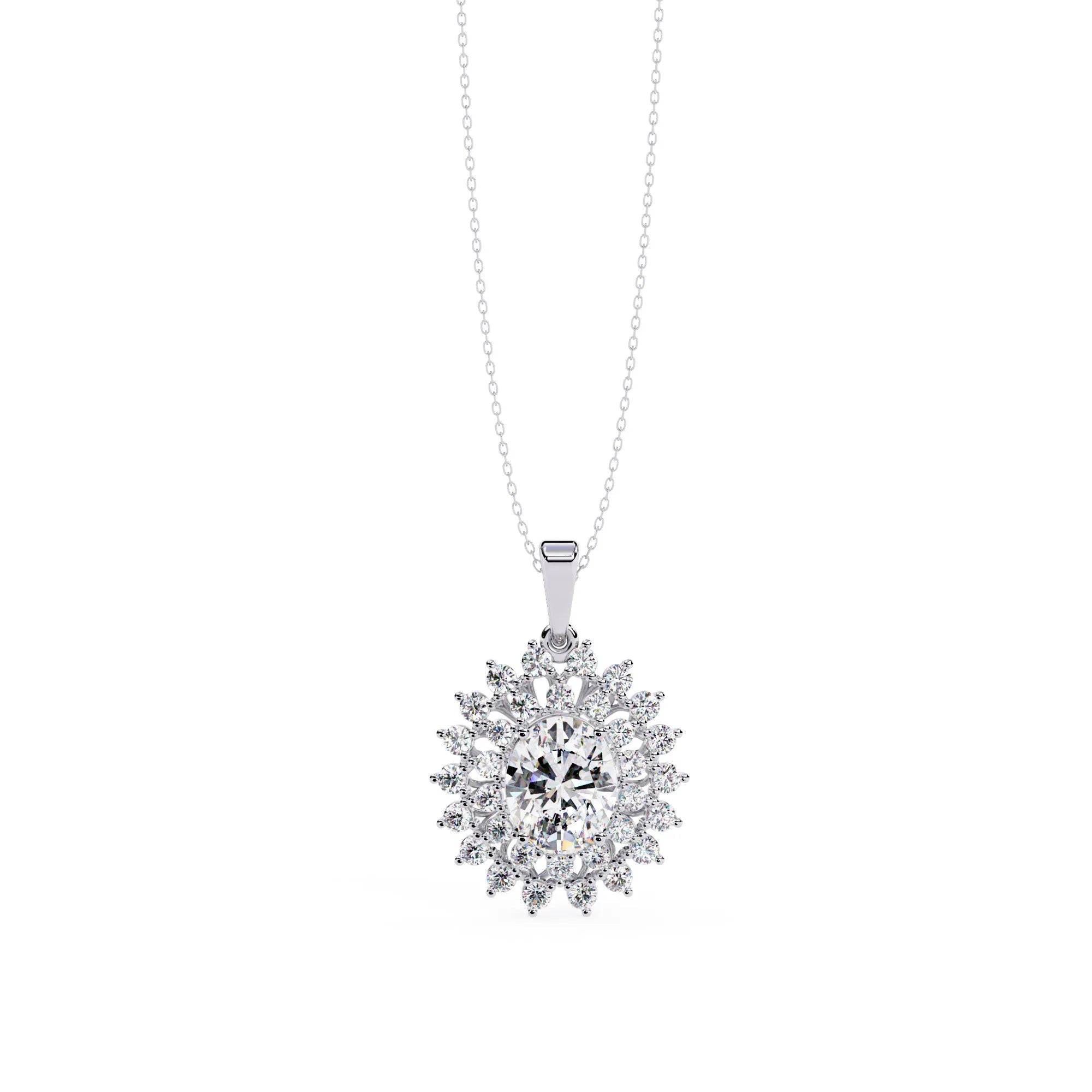 Radiant Moissanite Sunburst Necklace