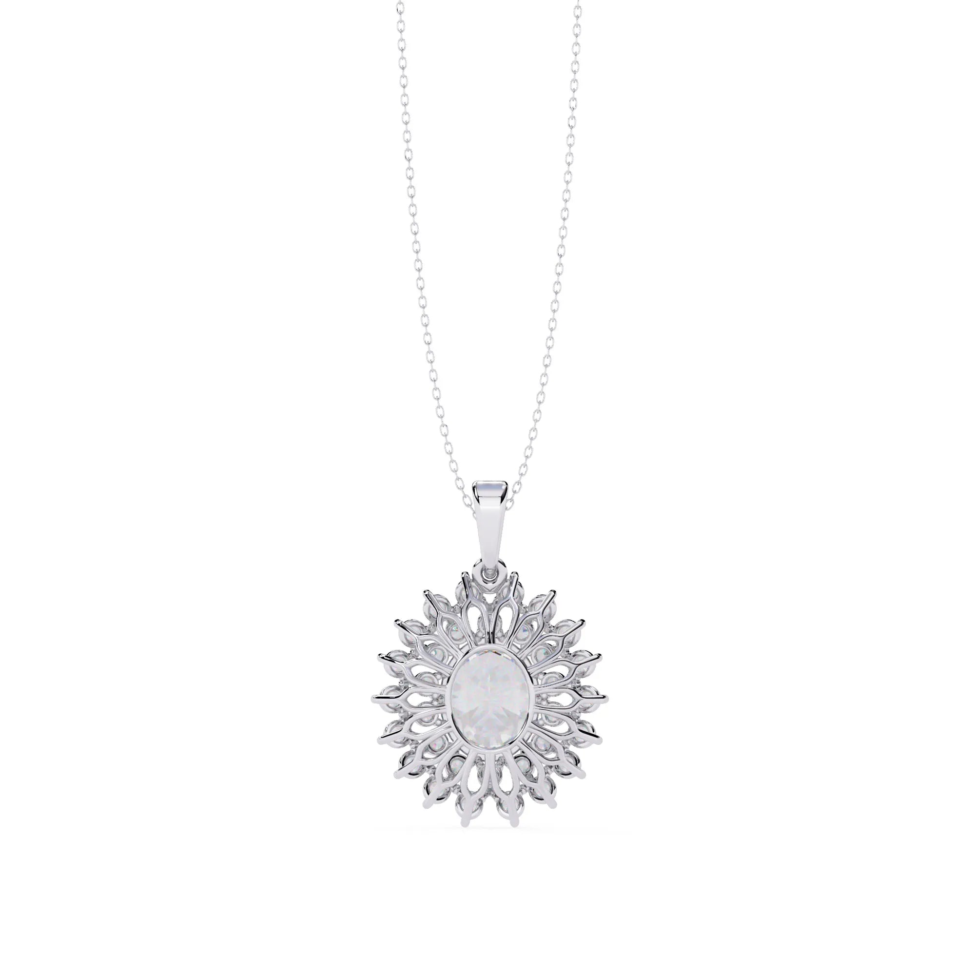 Radiant Moissanite Sunburst Necklace