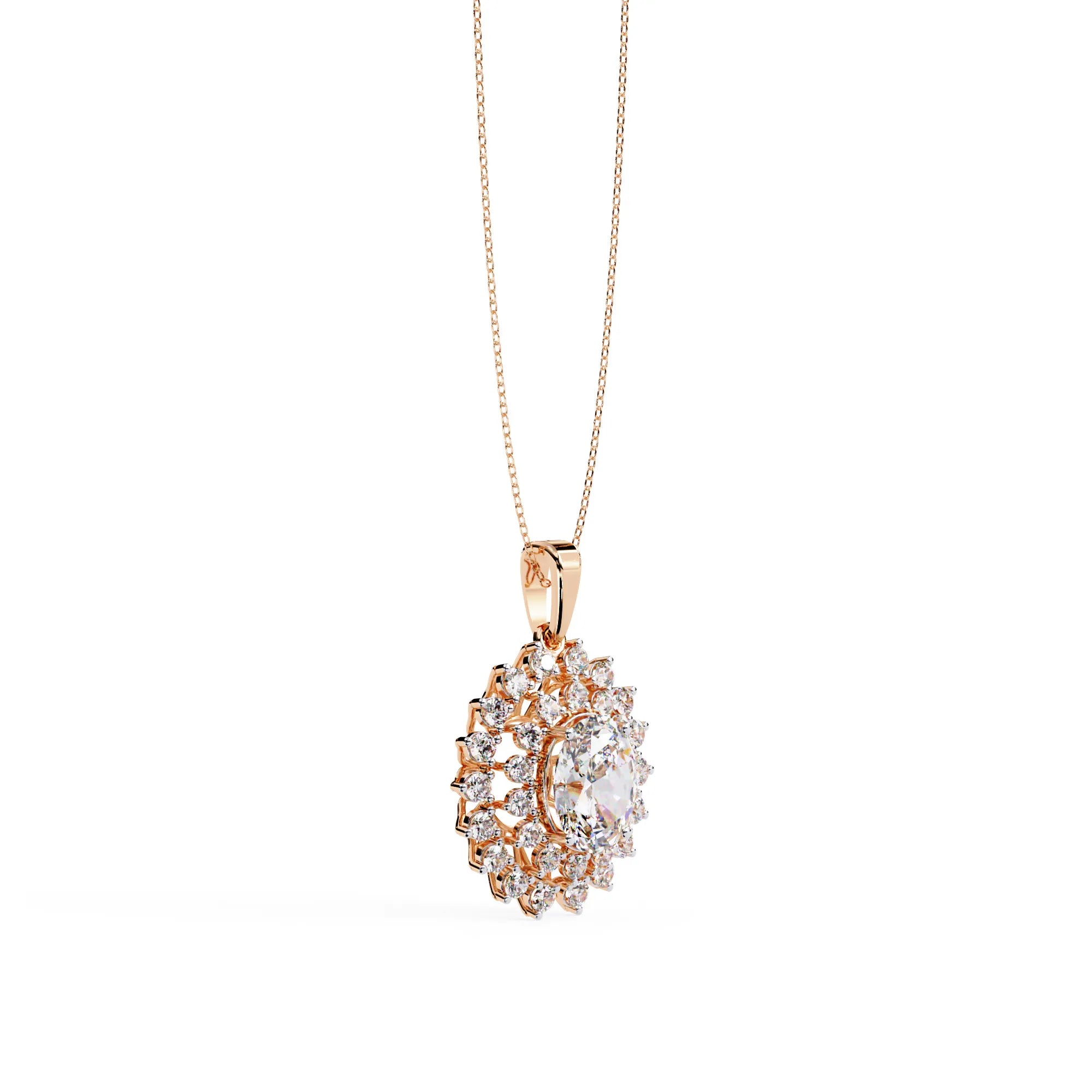Radiant Lab Diamond Sunburst Necklace