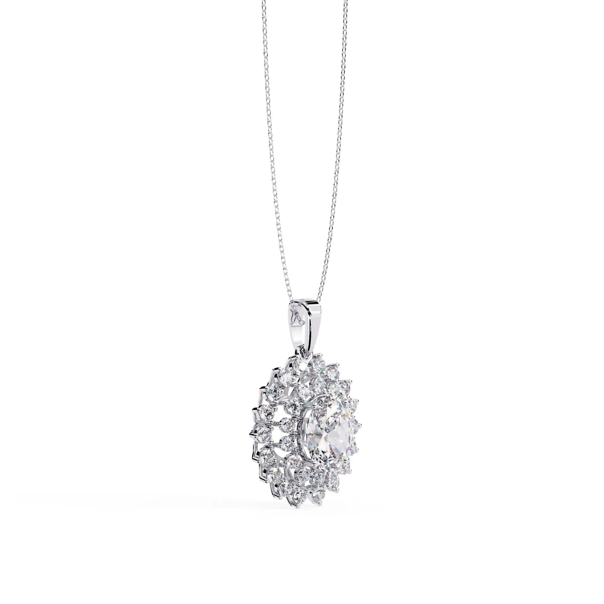 Radiant Lab Diamond Sunburst Necklace
